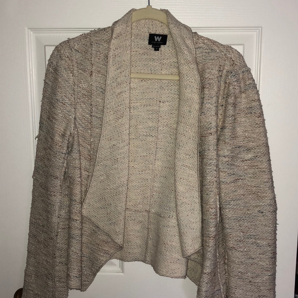 W BY WORTH COTTON MARLED CARDIGAN SWEATER